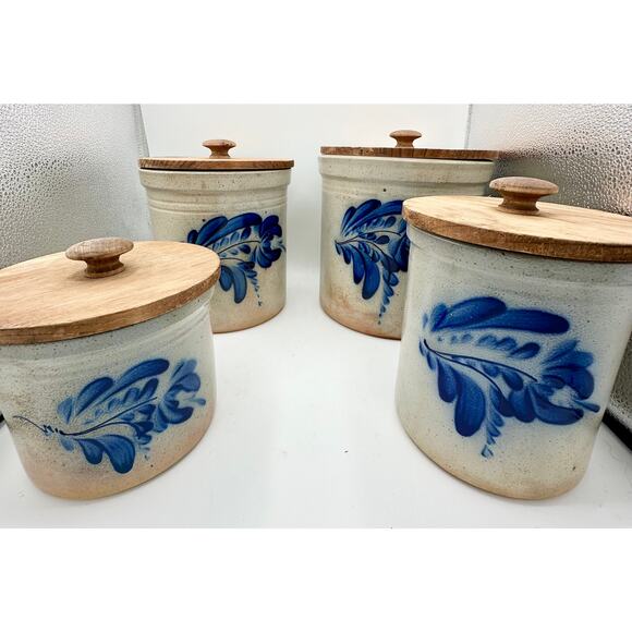 1995 Vintage Signed Eldreth Pottery 4pc Cannister Set - Picture 1 of 16